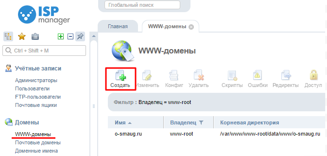 Добавить dns запись ispmanager